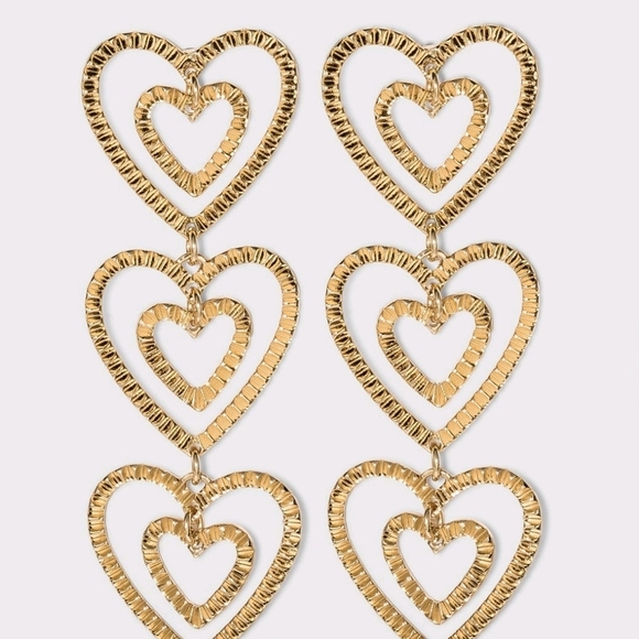 Stacked Heart Drop Earrings - Picture 3 of 3